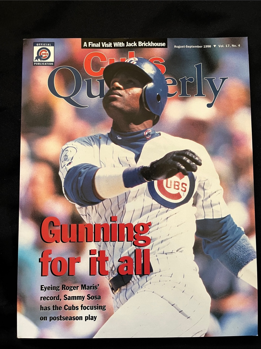 Vtg Chicago Cubs Quarterly Aug/Sept 1998 Sammy Sosa Final Visit Jack Brickhouse